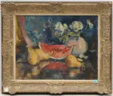 Melonenschnitte by Ludwig Bock, oil on board, sold Jun 2024