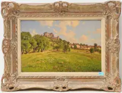 Landschaft mit Burgruine by Léon Joubert, oil on board, sold Jun 2024