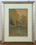 Untitled by Hiroshi Yoshida, woodblock "Willow and Stone Bridge", sold Nov 2024