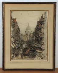Untitled by Luigi Kasimir, etching "Fleet Street, sold Nov 2024