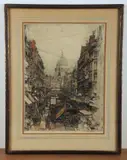 Untitled by Luigi Kasimir, etching "Fleet Street, sold Nov 2024
