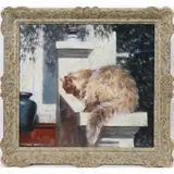 Untitled (Cat) by Denes de Holesch, oil on board, sold Jun 2022