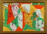 Party by Francis Berry, 1999, ink and acrylic on canvas, sold Jun 2022