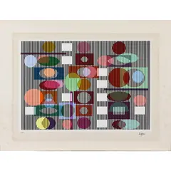 Untitled from the "Double Metamorphosis" series by Yaacov Agam, 1980, screenprint, sold Jun 2022