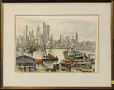 Untitled by Hans Figura, etching with aquatint in colors, sold Jun 2022