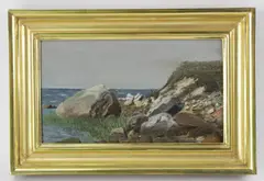 shore view by Carl Philipp Weber, pastel on paper, sold Dec 2024