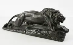 Untitled by Isidore Bonheur, bronze stalking lion, sold Dec 2024