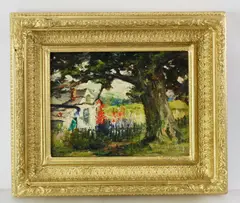 landscape by Daniel Garber, oil on board, sold Dec 2024
