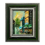 Miniature Original Oil Painting by Parisian Street, Impressionist miniature oil painting on board of a Parisian, sold Aug 2023