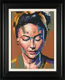 Portrait of a Girl with Eyes Averted by Wakaba Mutheki, acrylic on canvas, sold Oct 2023