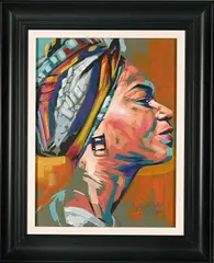 Portrait of a Woman in Profile by Wakaba Mutheki, oil on canvas, sold Oct 2023