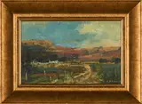 Karoo Town Landscape by Mauro Chiarla, oil on board, sold Oct 2023