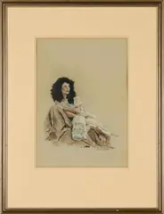 Portrait of a Woman by John Smith, pastel on paper, sold Oct 2023