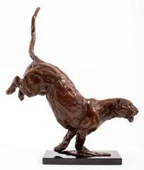 Leopard Landing by Mark Coreth, 1999, Bronze Sculpture, sold May 2024