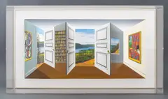 Double Doors by Patrick Hughes, 2003, Lithograph with Hand-Coloring, sold May 2024