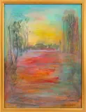 Sunset Landscape by Joan Hyde Shapiro, Oil on Canvas, sold May 2024