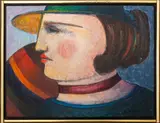 Woman in Hat by Arnaldo Miccoli, Oil on Canvas, sold May 2024