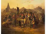 Bewegtes Markttreiben in Einer Kleinstadt by August von Rentzell, oil on canvas, sold Mar 2023