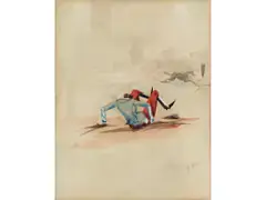 Der Abgeworfene Reiter by Max Slevogt, watercolor, offered Mar 2023