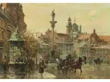 Der Warschauer Schlossplatz mit der Sigismundsäule by Władysław Chmieliński, oil on canvas, offered Mar 2021