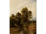 Waldlandschaft an Flussufer by Dietrich Langko, oil on canvas, offered Sep 2015