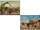 Bäuerliche Szenen by Gregor von Bochmann, oil on panel, sold Sep 2015