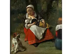 Stillende Mutter in Einer Landschaft mit Hund und Weiterem Kind by Jan Siberechts, oil on canvas, sold Jul 2016