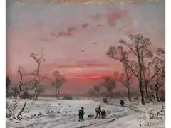 Rötliche Wintersonne by Adolf Stademann, oil on canvas, sold Sep 2025