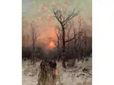 Jäger im Verschneiten Wald by Desire Thomassin, oil on canvas, sold Sep 2024