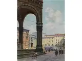 Die Piazzale Degli Uffizi in Florenz by Alberto Prosdocimi, oil on canvas, sold Sep 2024