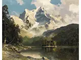 Blick Über den Eibsee auf die Zugspitze by Hans Maurus, oil on canvas, sold Jun 2025