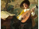 Der Mandolinenspieler by Albert Friedrich Schröder, oil on panel, offered Mar 2025