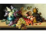 Stillleben mit Früchten und Flieder by Josef Mansfeld, oil on canvas, sold Mar 2025