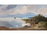 Fischerboot am Ufer des Chiemsees by Willy Moralt, oil on canvas, sold Jun 2023