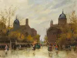 Belebter Pariser Boulevard by Antal Berkes, 1874 Budapest – 1938 ebenda, oil on canvas, sold Mar 2023