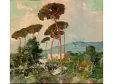Sommerliche Campagnalandschaft by Giuseppe Casciaro, 1863 – 1941, oil on panel, sold Sep 2020