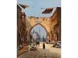 Der Bazar in Sinai by Karl Kaufmann, oil on panel, sold Jul 2020