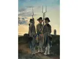 Drei Soldaten im Gespräch by Léon Marie Constant Dansaert, oil on panel, offered Jun 2025