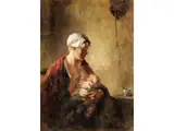 Stillende Mutter by Bernard Johann de Hoog, oil on canvas, offered Jun 2025