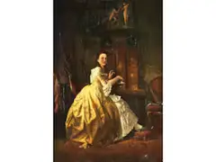 Die Schmuckfreundin by Ludwig Knaus, oil on canvas, offered Mar 2025