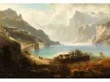 Berglandschaft mit Alpensee by Ferdinand Feldhütter, oil, offered Mar 2026