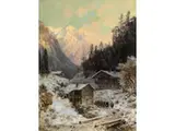 Verschneite Alpenlandschaft by Ludwig Sckell, oil on panel, offered Mar 2026