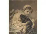 Portrait Eines Mädchens mit Hund by Jean-Baptiste Greuze, pencil, offered Mar 2024