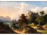 Romantische Landschaft mit Hirten und Schloss by Gustav Barbarini, oil on canvas, offered Mar 2026