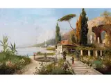 Blick auf das Ufer Einer Italienischen Küstenlandschaft by Georg Fischhof, oil on canvas, sold Mar 2026