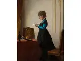 Junge Frau vor Einem Fenster bei der Lektüre Eines Briefes by Fritz Paulsen, oil on panel, offered Jul 2015