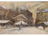 Winterliche Stadtszene by Antal Berkes, oil on canvas, offered Sep 2015