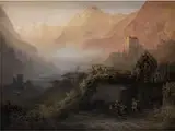 Tiroler Burgansicht im Gebirge by Karl Heilmayer, oil on canvas, offered Dec 2015