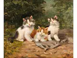 Drei Kleinkatzen by Benno Kogl, oil on panel, sold Sep 2025