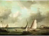 Schiffe in Aufgewühlter see by Pieter Hendrik Thomas, oil on canvas, sold Sep 2018